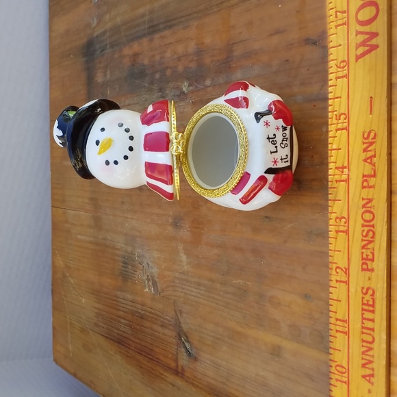 SNOWMAN HINGED TRINKET BOX Christmas Winter Let It Snow - Picture 8 of 8